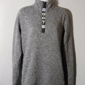Roots  Canada 1/4 Zip Logo Fleece Pullover Sweater M